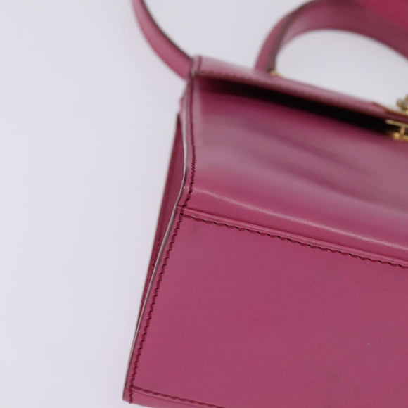 CELINE Hand Bag Leather 2way Pink Gold Auth 144871