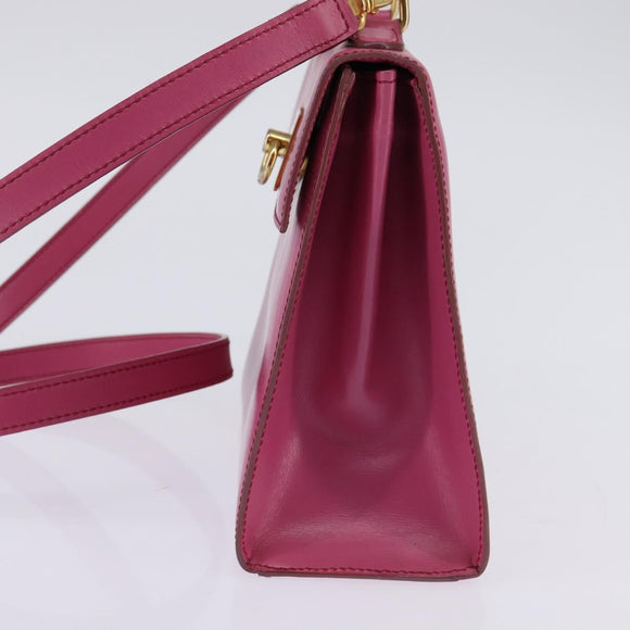 CELINE Hand Bag Leather 2way Pink Gold Auth 144871