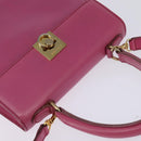 CELINE Hand Bag Leather 2way Pink Gold Auth 144871-6