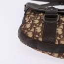 Christian Dior Trotter Canvas Shoulder Bag Brown Silver Auth 144872-8