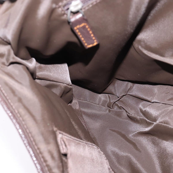 Christian Dior Trotter Canvas Shoulder Bag Brown Silver Auth 144872