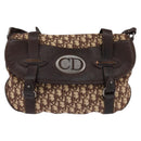 Christian Dior Trotter Canvas Shoulder Bag Brown Silver Auth 144872-13