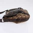 Christian Dior Trotter Canvas Shoulder Bag Brown Silver Auth 144872-3