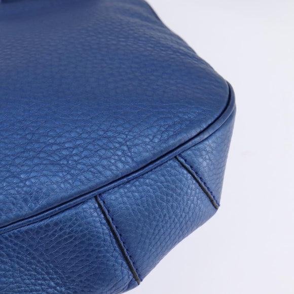 GUCCI Bamboo Shoulder Bag Leather Blue 0525040 347101 Auth 144873