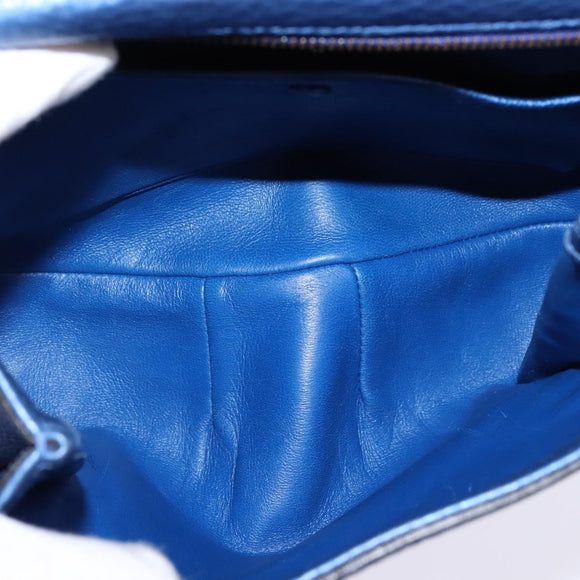 GUCCI Bamboo Shoulder Bag Leather Blue 0525040 347101 Auth 144873