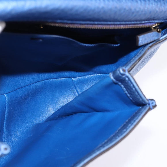 GUCCI Bamboo Shoulder Bag Leather Blue 0525040 347101 Auth 144873