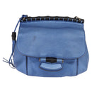 GUCCI Bamboo Shoulder Bag Leather Blue 0525040 347101 Auth 144873-13