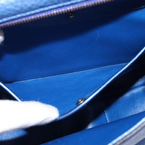 GUCCI Bamboo Shoulder Bag Leather Blue 0525040 347101 Auth 144873