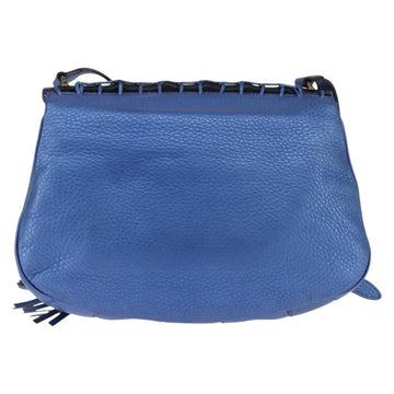 GUCCI Bamboo Shoulder Bag Leather Blue 0525040 347101 Auth 144873 - 0