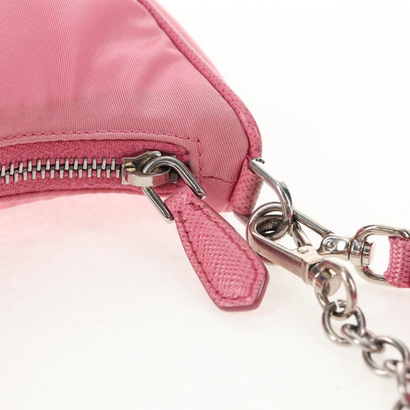 PRADA Shoulder Bag Nylon Pink Silver Auth 144876M