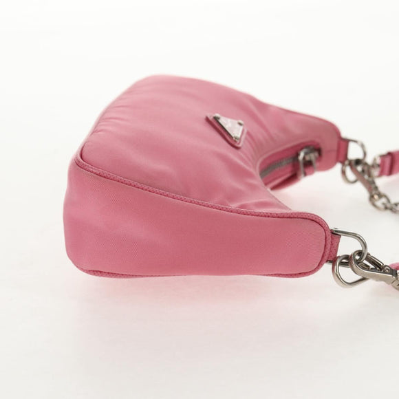 PRADA Shoulder Bag Nylon Pink Silver Auth 144876M