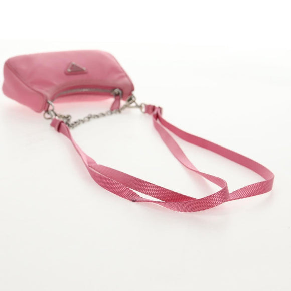 PRADA Shoulder Bag Nylon Pink Silver Auth 144876M