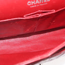 CHANEL Chain Double Flap Matelasse 25 Bag Patent leather Red Silver Auth 144878-10