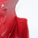 CHANEL Chain Double Flap Matelasse 25 Bag Patent leather Red Silver Auth 144878-24