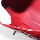 CHANEL Chain Double Flap Matelasse 25 Bag Patent leather Red Silver Auth 144878-27