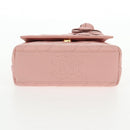 CHANEL Matelasse Camellia Chain Shoulder Bag Leather Pink Gold CC Auth 144882V-10