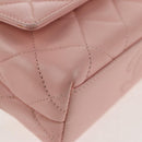 CHANEL Matelasse Camellia Chain Shoulder Bag Leather Pink Gold CC Auth 144882V-12