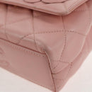 CHANEL Matelasse Camellia Chain Shoulder Bag Leather Pink Gold CC Auth 144882V-13