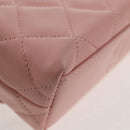 CHANEL Matelasse Camellia Chain Shoulder Bag Leather Pink Gold CC Auth 144882V-14