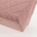 CHANEL Matelasse Camellia Chain Shoulder Bag Leather Pink Gold CC Auth 144882V-15