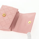 CHANEL Matelasse Camellia Chain Shoulder Bag Leather Pink Gold CC Auth 144882V-18