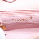 CHANEL Matelasse Camellia Chain Shoulder Bag Leather Pink Gold CC Auth 144882V-19