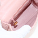 CHANEL Matelasse Camellia Chain Shoulder Bag Leather Pink Gold CC Auth 144882V-20