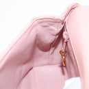 CHANEL Matelasse Camellia Chain Shoulder Bag Leather Pink Gold CC Auth 144882V-22