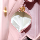 CHANEL Matelasse Camellia Chain Shoulder Bag Leather Pink Gold CC Auth 144882V-23