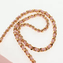 CHANEL Matelasse Camellia Chain Shoulder Bag Leather Pink Gold CC Auth 144882V-9