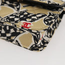CHANEL Matelasse Checkered Flag Chain Shoulder Pouch Nylon Gold CC Auth 144883A-8