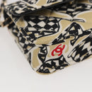 CHANEL Matelasse Checkered Flag Chain Shoulder Pouch Nylon Gold CC Auth 144883A-15