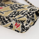CHANEL Matelasse Checkered Flag Chain Shoulder Pouch Nylon Gold CC Auth 144883A-16