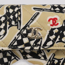 CHANEL Matelasse Checkered Flag Chain Shoulder Pouch Nylon Gold CC Auth 144883A-18