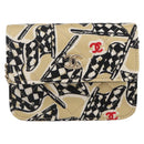 CHANEL Matelasse Checkered Flag Chain Shoulder Pouch Nylon Gold CC Auth 144883A-13