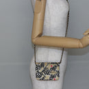 CHANEL Matelasse Checkered Flag Chain Shoulder Pouch Nylon Gold CC Auth 144883A-21