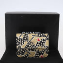 CHANEL Matelasse Checkered Flag Chain Shoulder Pouch Nylon Gold CC Auth 144883A-12