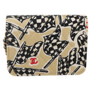 CHANEL Matelasse Checkered Flag Chain Shoulder Pouch Nylon Gold CC Auth 144883A-2