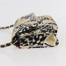 CHANEL Matelasse Checkered Flag Chain Shoulder Pouch Nylon Gold CC Auth 144883A-3