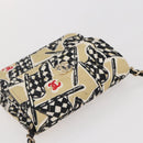 CHANEL Matelasse Checkered Flag Chain Shoulder Pouch Nylon Gold CC Auth 144883A-6