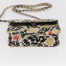 CHANEL Matelasse Checkered Flag Chain Shoulder Pouch Nylon Gold CC Auth 144883A-5