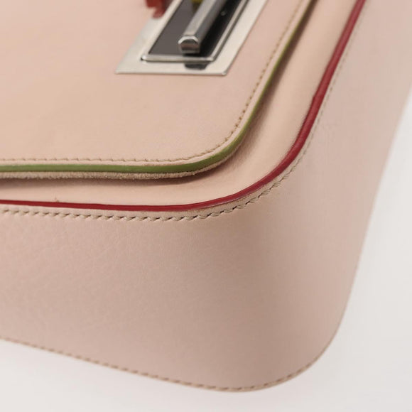 FENDI Trevaget Shoulder Bag Leather 2way Pink Silver Auth 144887