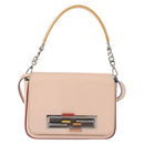 FENDI Trevaget Shoulder Bag Leather 2way Pink Silver Auth 144887-2