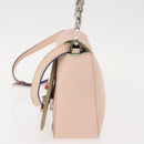 FENDI Trevaget Shoulder Bag Leather 2way Pink Silver Auth 144887-5