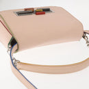 FENDI Trevaget Shoulder Bag Leather 2way Pink Silver Auth 144887-6
