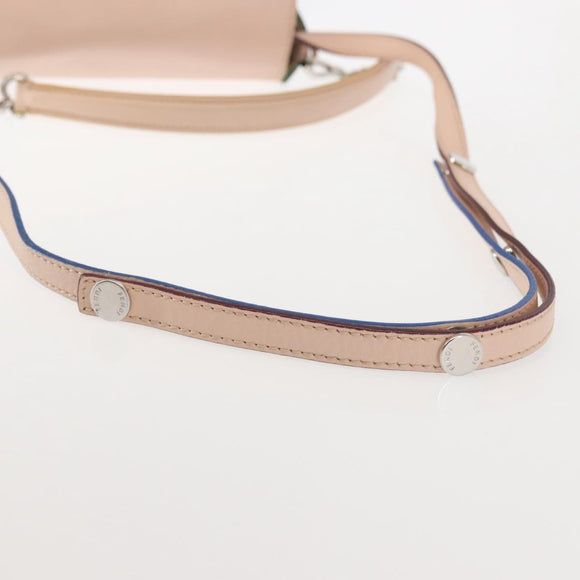 FENDI Trevaget Shoulder Bag Leather 2way Pink Silver Auth 144887