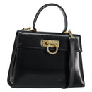 Salvatore Ferragamo Gancini Hand Bag Leather 2way Black Gold Auth 144914-1