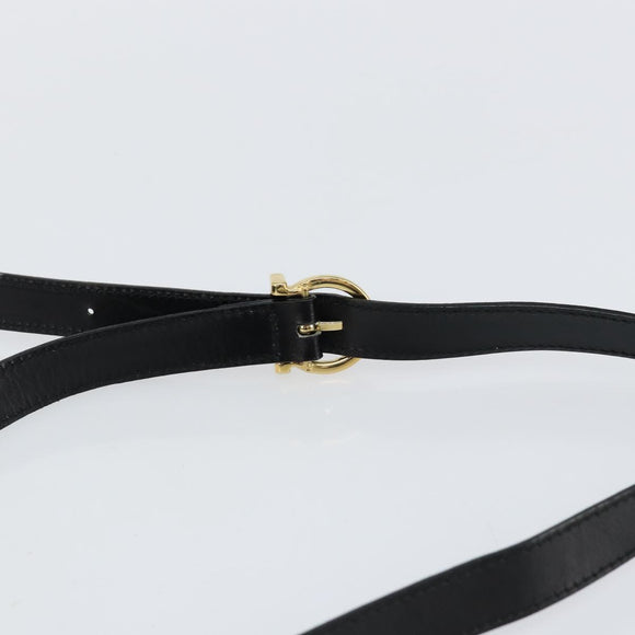 Salvatore Ferragamo Gancini Hand Bag Leather 2way Black Gold Auth 144914