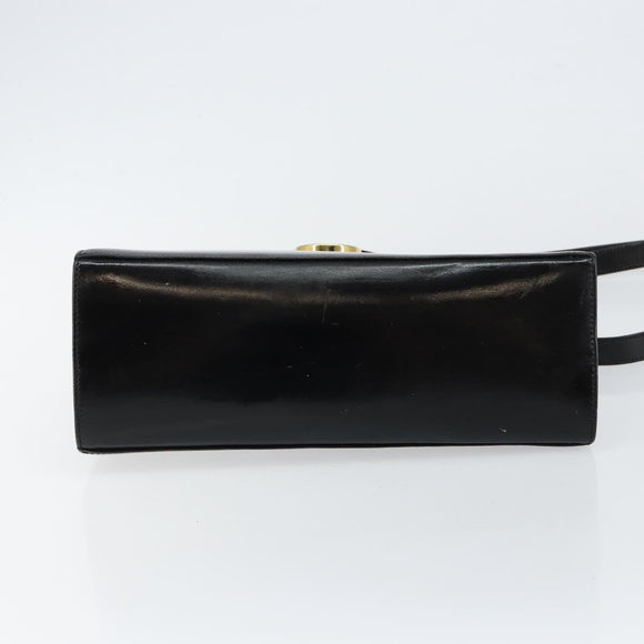 Salvatore Ferragamo Gancini Hand Bag Leather 2way Black Gold Auth 144914