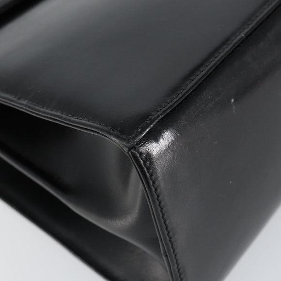 Salvatore Ferragamo Gancini Hand Bag Leather 2way Black Gold Auth 144914